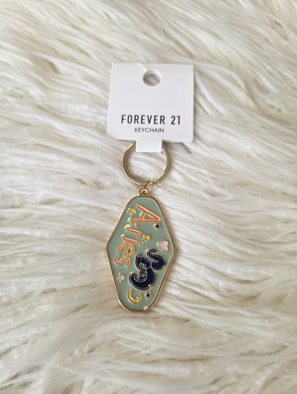 Forever 21 Mint and Gold Aries Enamel Keychain